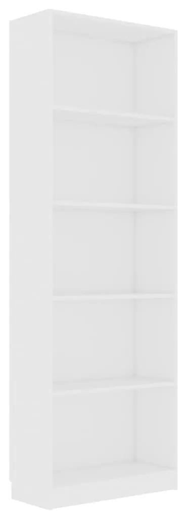 800882 vidaXL Bibliotecă cu 5 rafturi, alb, 60x24x175 cm, lemn prelucrat