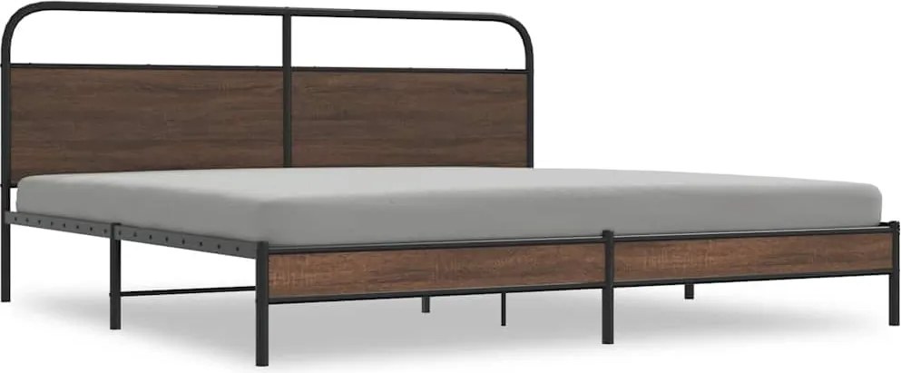 vidaXL Cadru pat metalic fără saltea, stejar maro, 180x200 cm