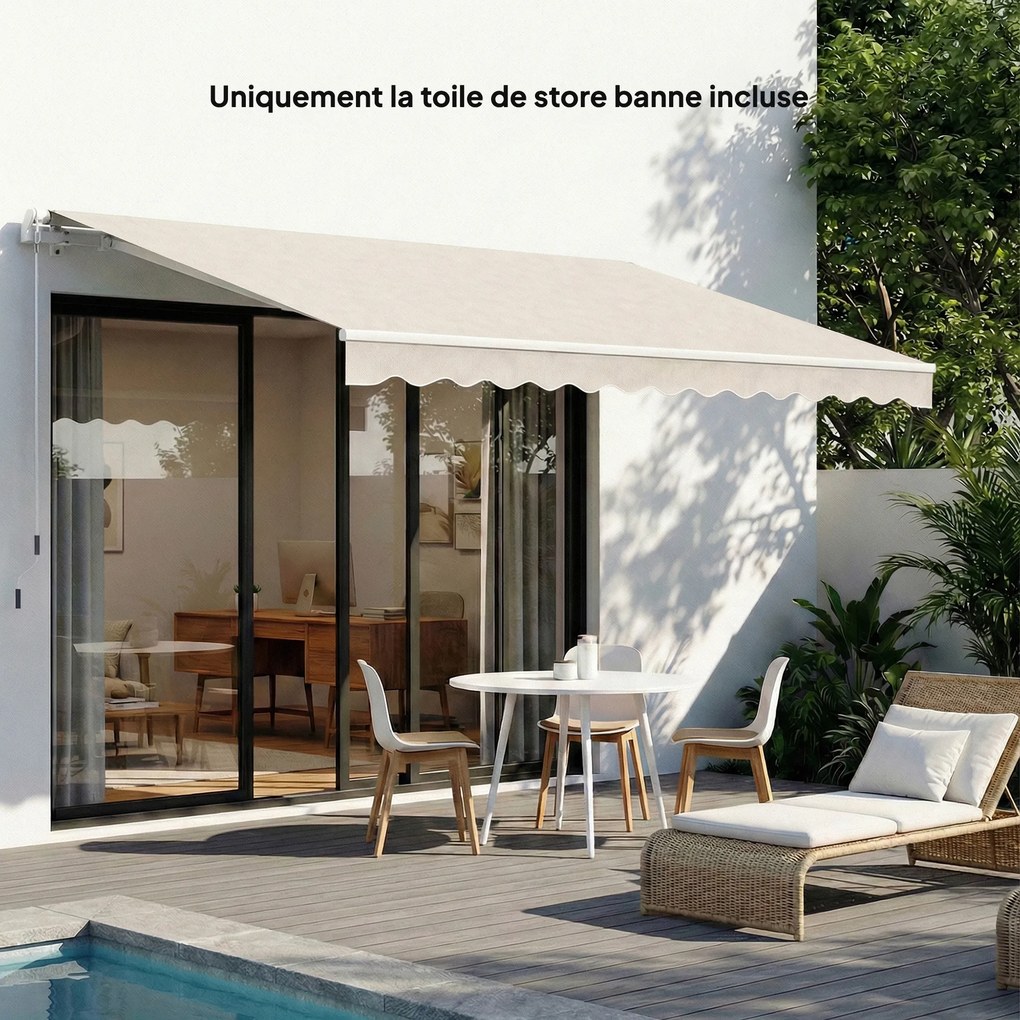 Outsunny Țesătură de schimb pentru copertină cu volan, hidrofugă, țesătură de înlocuire pentru stor, compatibilă 3,5 x 2,5 m, crem | Aosom Romania