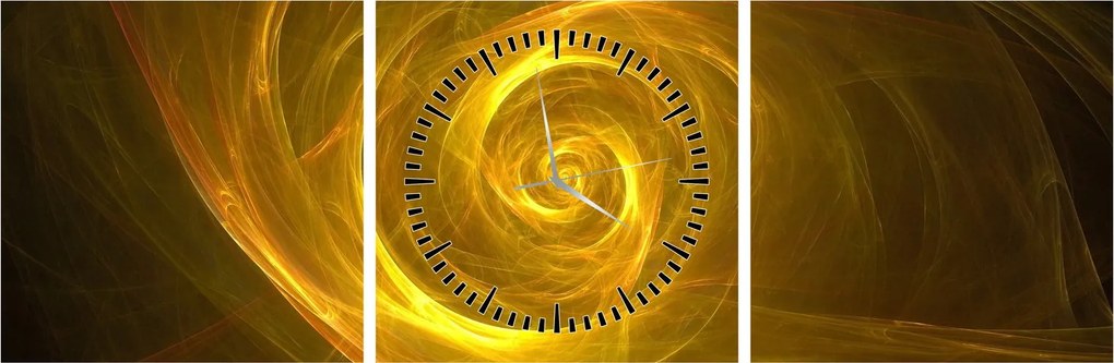 Tabloul cu spirala abstractă în galben (cu ceas) (90x30 cm)