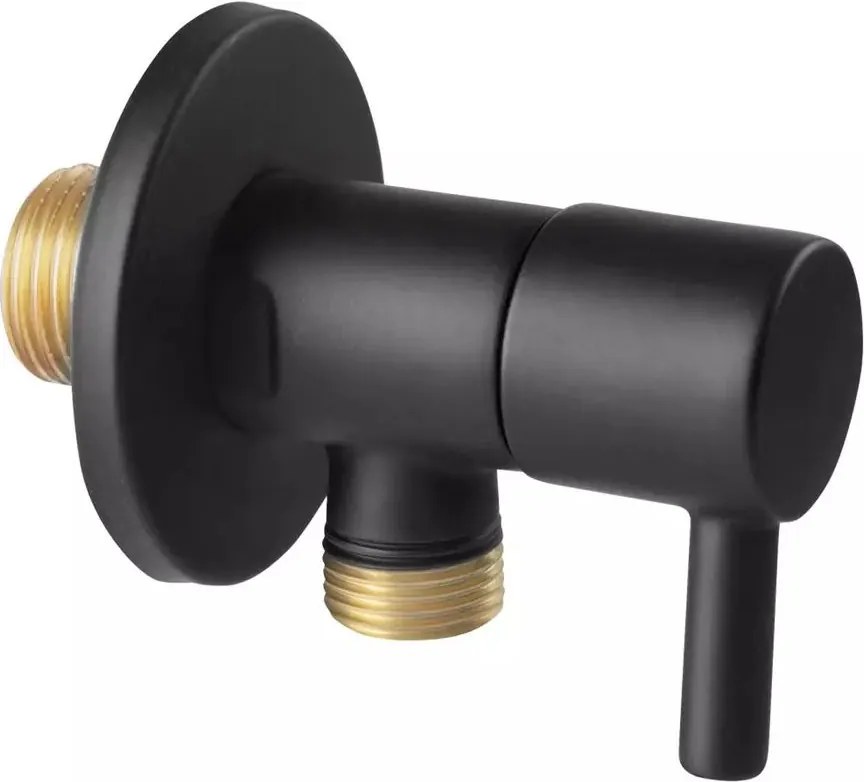 Robinet coltar Ferro 1/2”x1/2” rotund cu finisaj negru mat