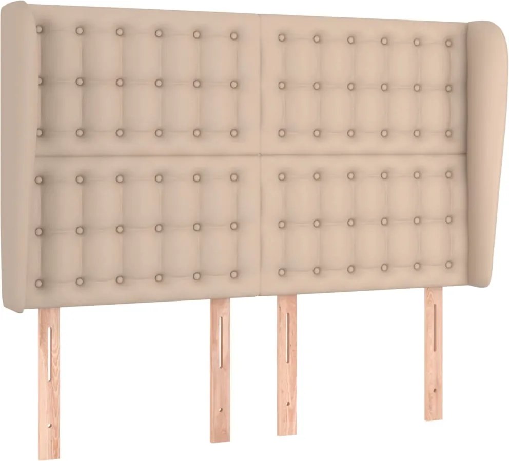 vidaXL Tăblie pat cu aripioare cappuccino 147x23x118/128 cm piele eco