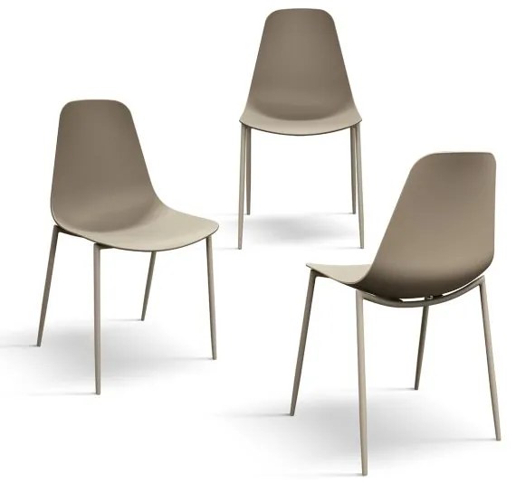 PAZZO DESIGN Set de 4 scaune Alix gri porumbel din polipropilenă și picioare metalice | Aosom Romania