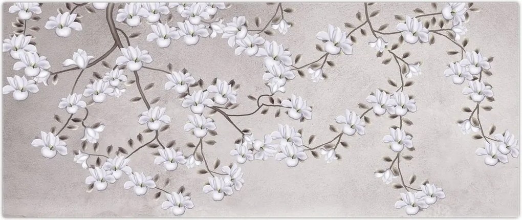 Tablou - Flori într-un peisaj gri (120x50 cm)