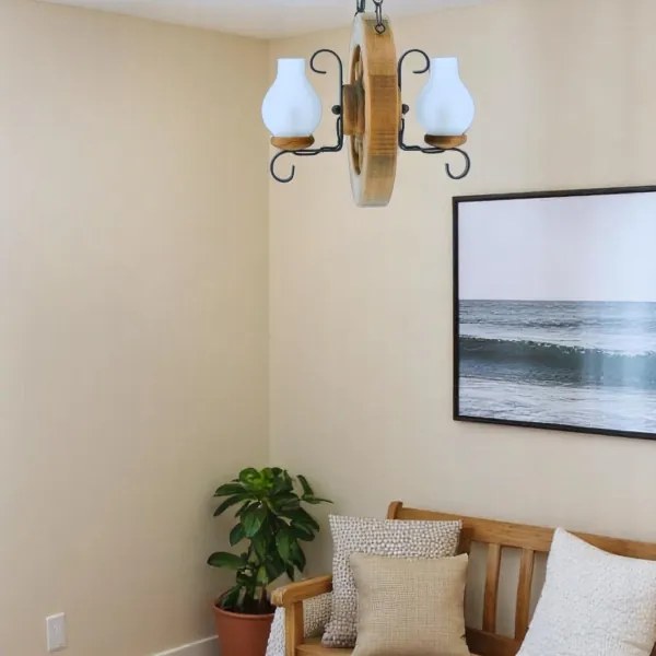 Lustră pe lanț Brilagi ROATA 2xE14/40W/230V fag