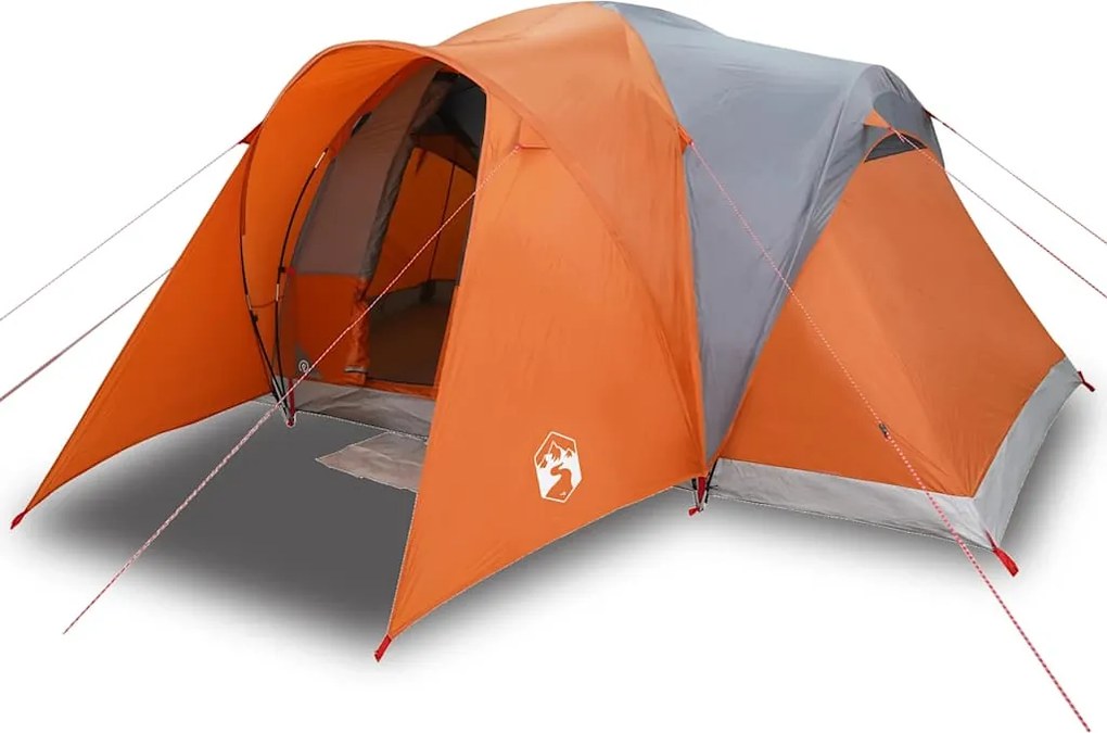 vidaXL Cort de familie cupolă 6 persoane, gri/portocaliu, impermeabil