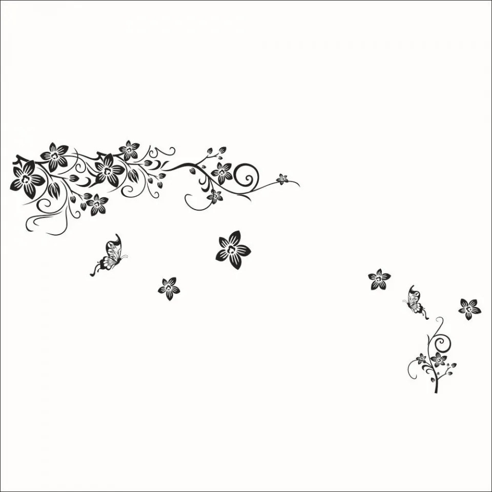 Sticker perete Black Flower Decor 6