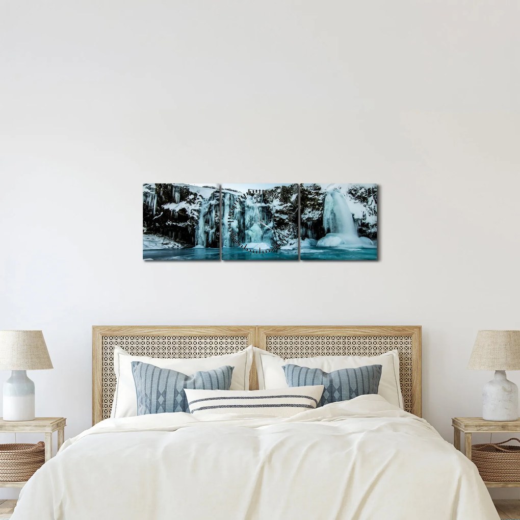 Tablou cu ghețari (cu ceas) (90x30 cm)