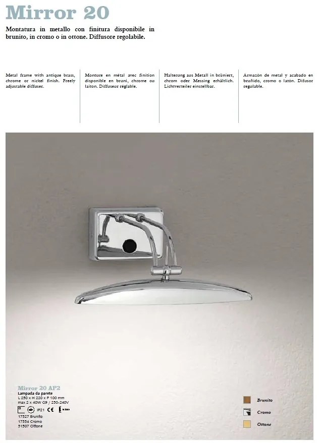 Aplica de perete tablou, oglinda de baie MIRROR-20 AP2 CROMO 017334