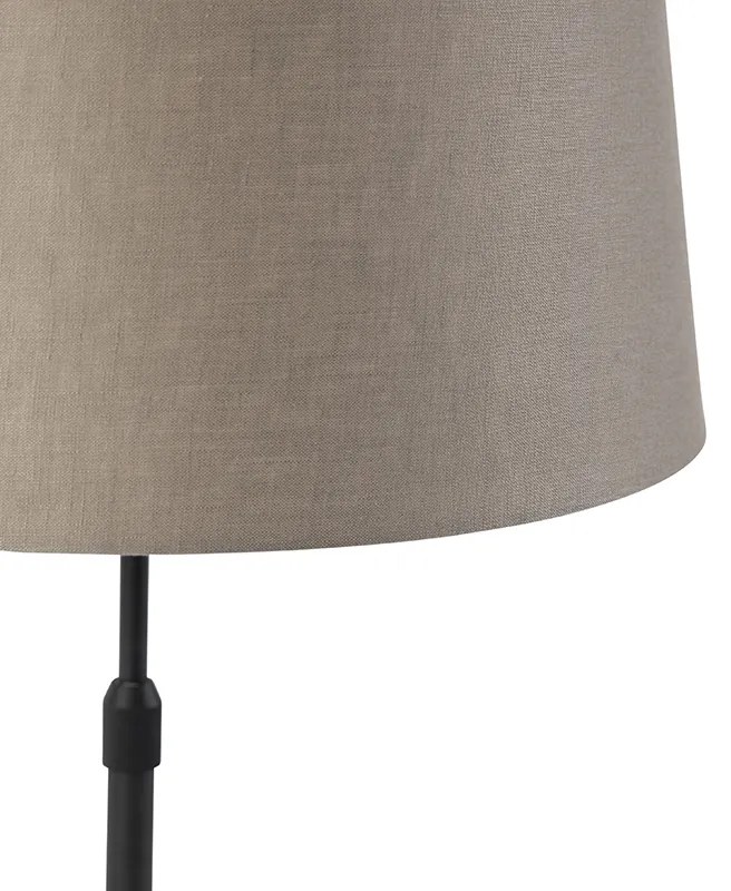 Lampă de masă neagră cu abajur din in taupe 35 cm reglabilă - Parte