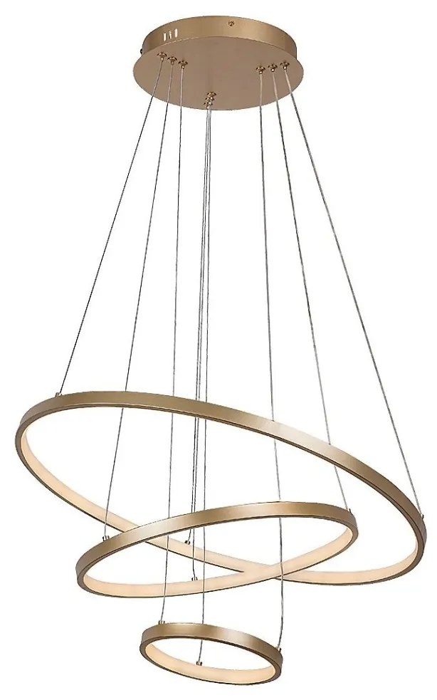 Lustra LED cu telecomanda cu 3 inele metal auriu Beliza
