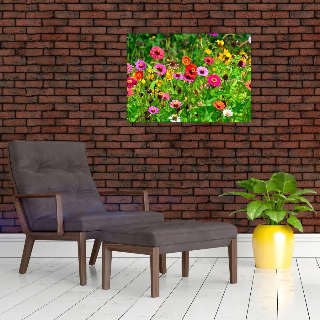 Tablou pe sticlă cu flori de luncă (70x50 cm)
