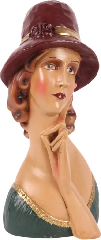 Bust decorativ din polirășină, maro, 44,5 x 20 x 12 cm, „Clio”