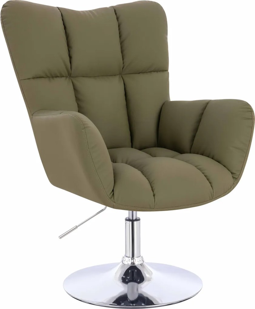 HR650N Scaun Khaki Piele Ecologica Premium Soft cu Bază Cromata