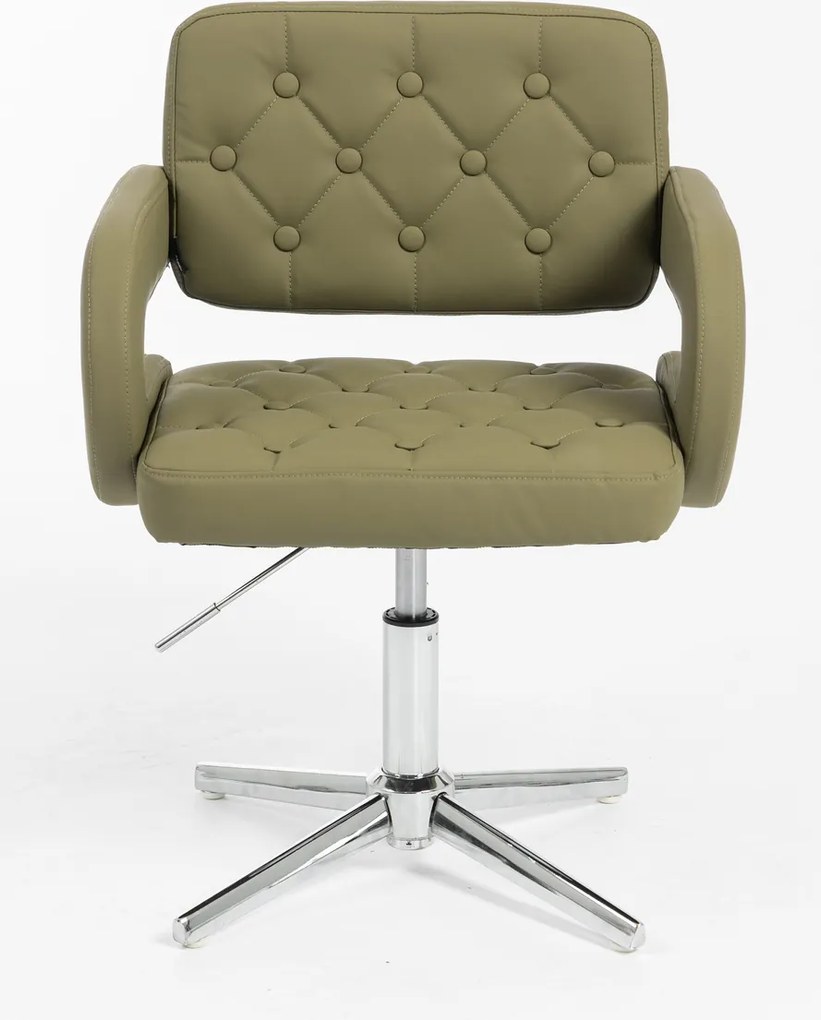 HR8403CROSS Scaun Khaki Piele Ecologica Premium Soft cu Bază Cromata