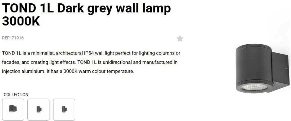 Aplica LED exterior iluminat arhitectural IP54 TOND 1L 3000K