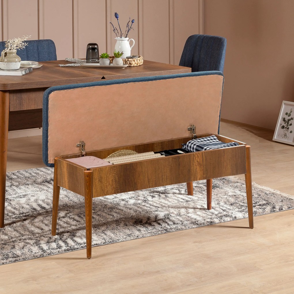 Set mobilier sufragerie Vlasta 1 (nuc + albastru închis) (pentru 4 persoane). 1072190