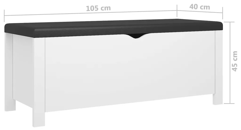 Bancheta pantofar cu perna, alb, 105x40x45 cm, PAL 1, Alb