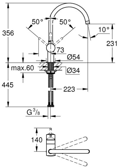 GROHE 32917KS0 - Baterie pentru chiuvetă A, DN 15, neagră