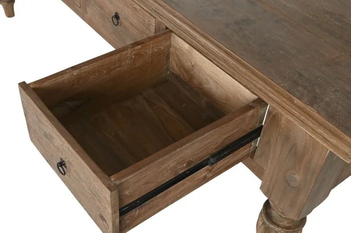 Consolă din lemn masiv de tec reciclat cu 4 sertare, piesă statement sculptată manual, „Grand Loft”