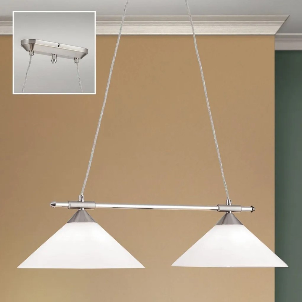 Lustra, Pendul realizat manual ARTDESIGN 2L, crom satinat/ alb opac