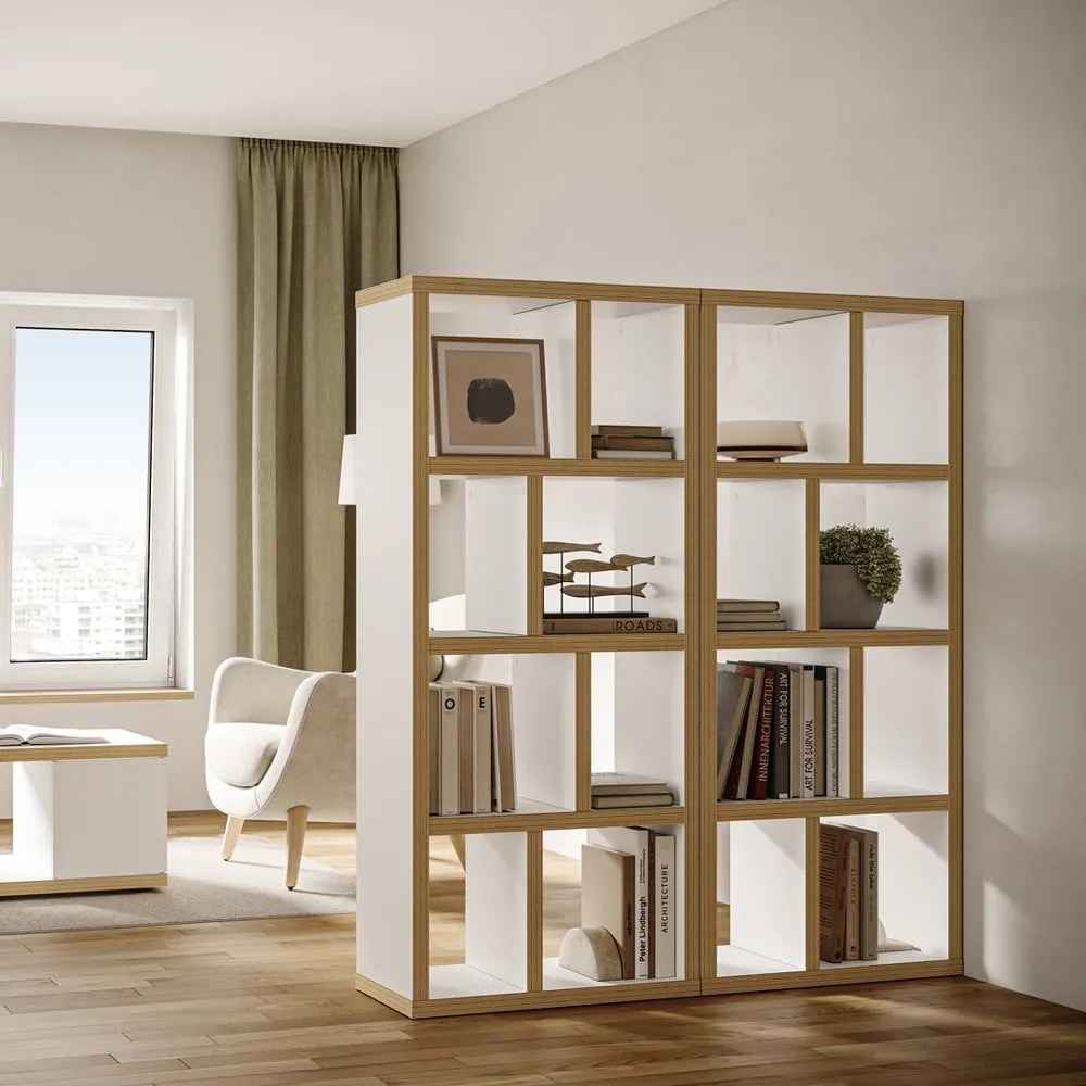 Bibliotecă albă/în culoare naturală 70x159 cm Berlin – TemaHome