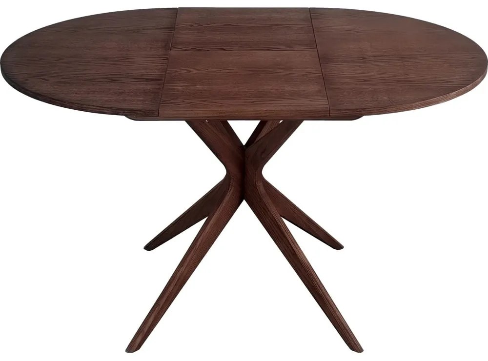 Masă de dining rotundă extensibilă cu aspect de lemn de nuc cu blat suplimentar ø 90 cm Jubi – Ragaba