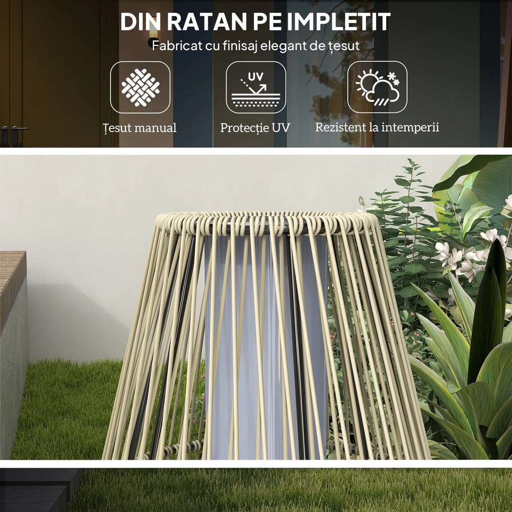 Outsunny Lampă Solară de Grădină cu Iluminare LED din Rattan, Gri | Aosom Romania