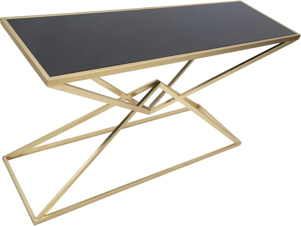 Consola Piramid, Mauro Ferretti, 130x40x75 cm, fier, auriu/negru