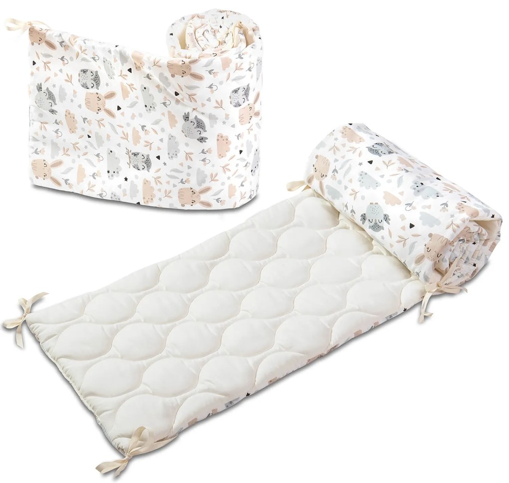 Set 2 aparatori matlasate patut 140x70 cm Kidizi Forest Friends Deluxe, inaltime 35 cm