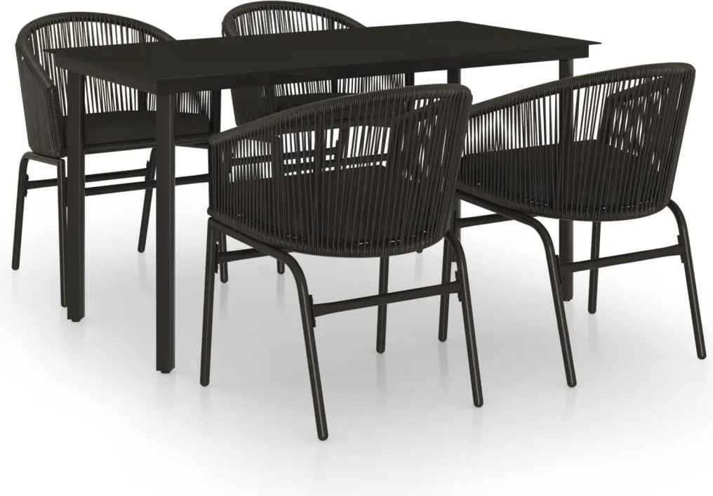 vidaXL Set de servit masa pentru grădină, 5 piese, negru