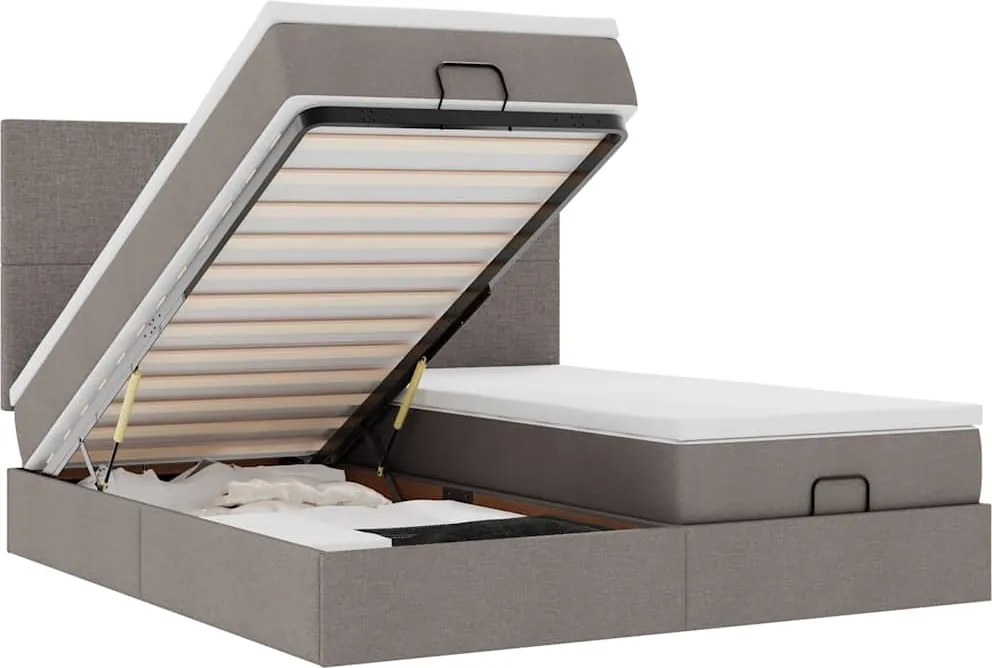 vidaXL Cadru de pat otoman cu saltele Taupe 180x200cm Material