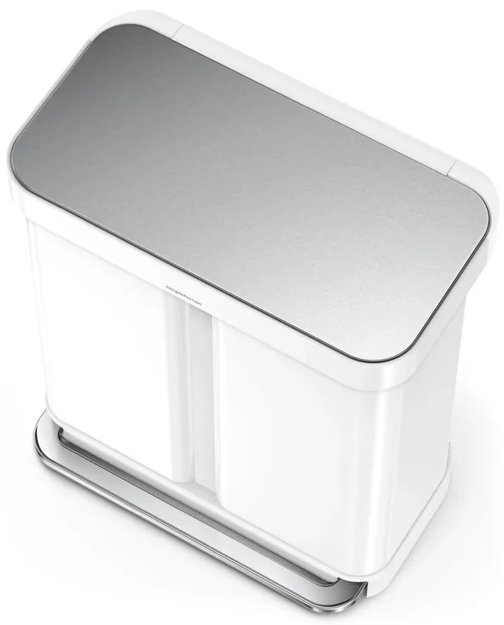 Simplehuman Coș de gunoi cu pedală pentru deșeurisortate, 58 l, oțel alb