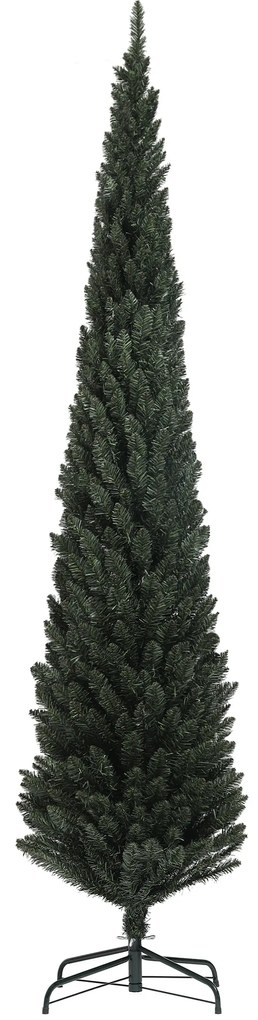 HOMCOM Brad Artificial de Crăciun cu 538 Ramuri, Brad de Crăciun Îngust și Spațios cu Bază de Oțel, Ø55x225 cm, Verde | Aosom Romania