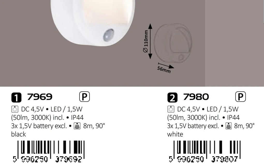 Aplica LED de exterior pentru scari cu senzor de miscare Amarillo neagra 7969 RX