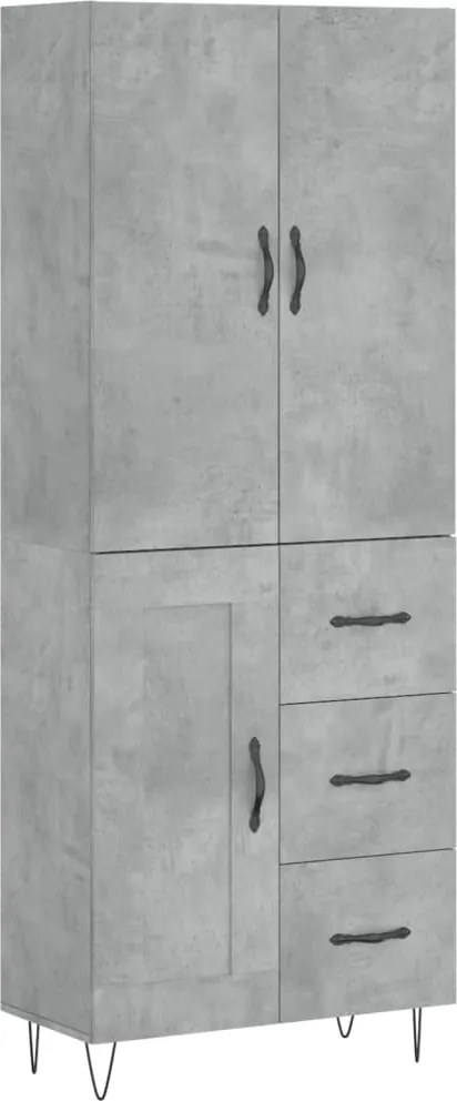 vidaXL Dulap înalt, gri beton, 69,5x34x180, lemn compozit