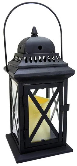 Felinar decorativ, metal, LED, 14x14x30 cm