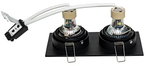 Spot integrat pătrat negru reglabil cu 2 lumini - Chuck