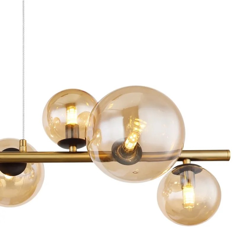 Lustra LED suspendata design modern Riha negru, alama