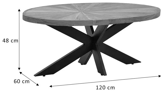 Masa ovala Fardy lemn masiv de acacia, culoarea nuc - negru 120x60x45cm