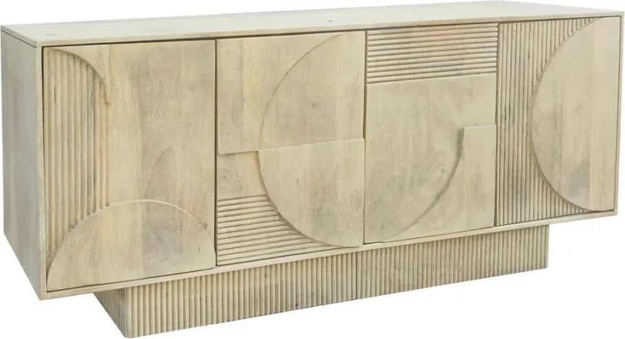 Comoda TV cu model optic 3D, Lemn mahon natur albit, ART DECO 170cm