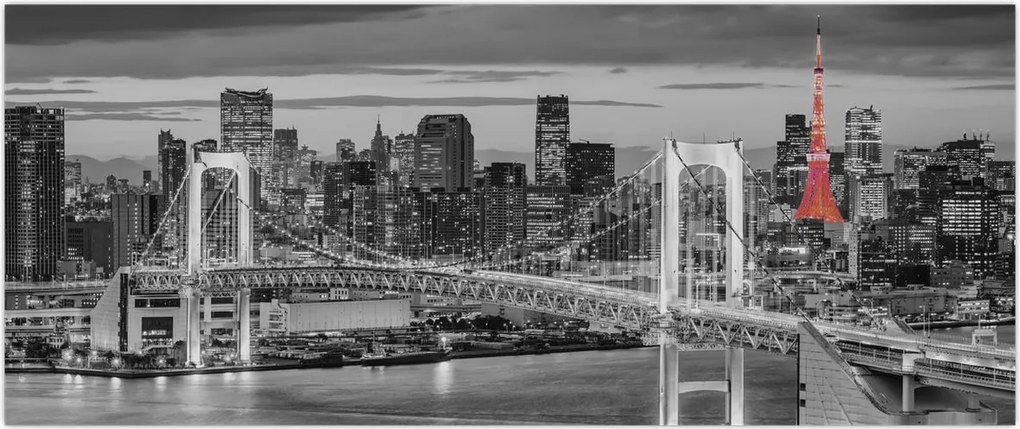 Tablou - Oraș mare cu un turn roșu (120x50 cm)