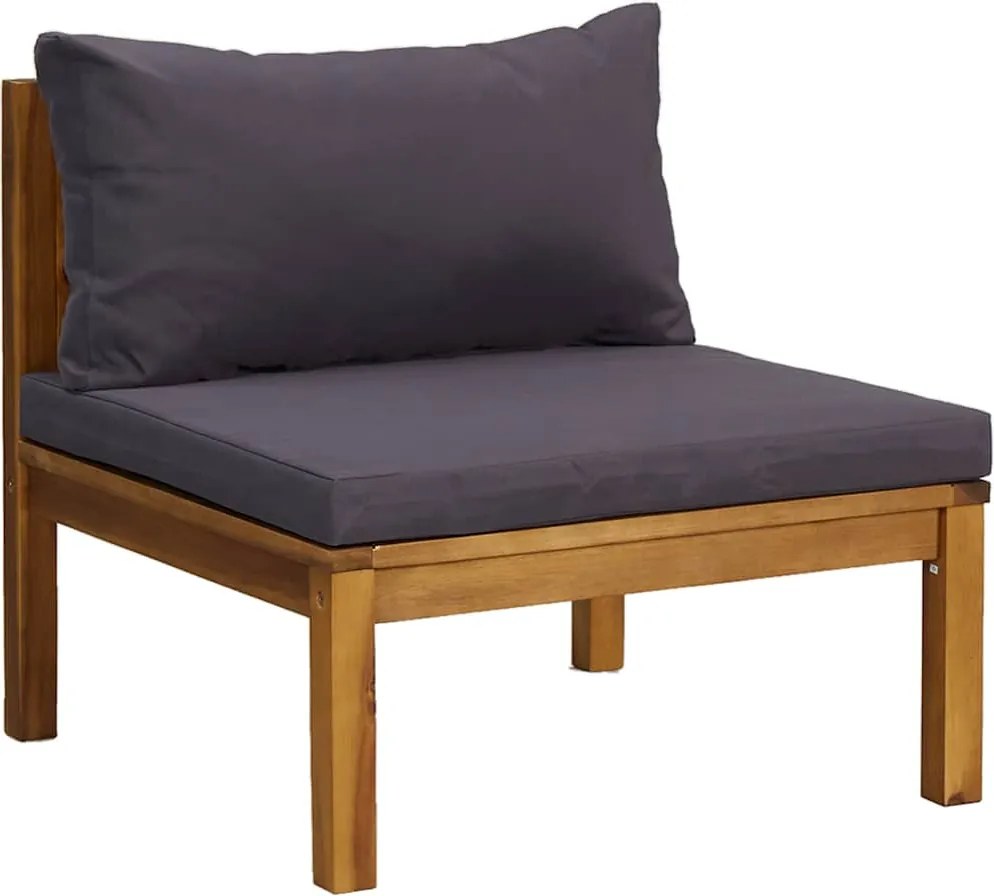 vidaXL Canapea de mijloc modulară, perne gri închis, lemn masiv acacia