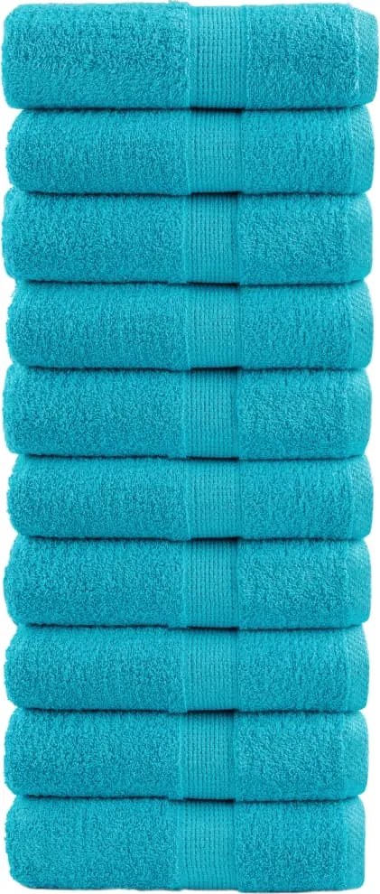 vidaXL Prosoape oaspeți premium SOLUND 10 buc turcoaz 30x50 cm 600 gsm