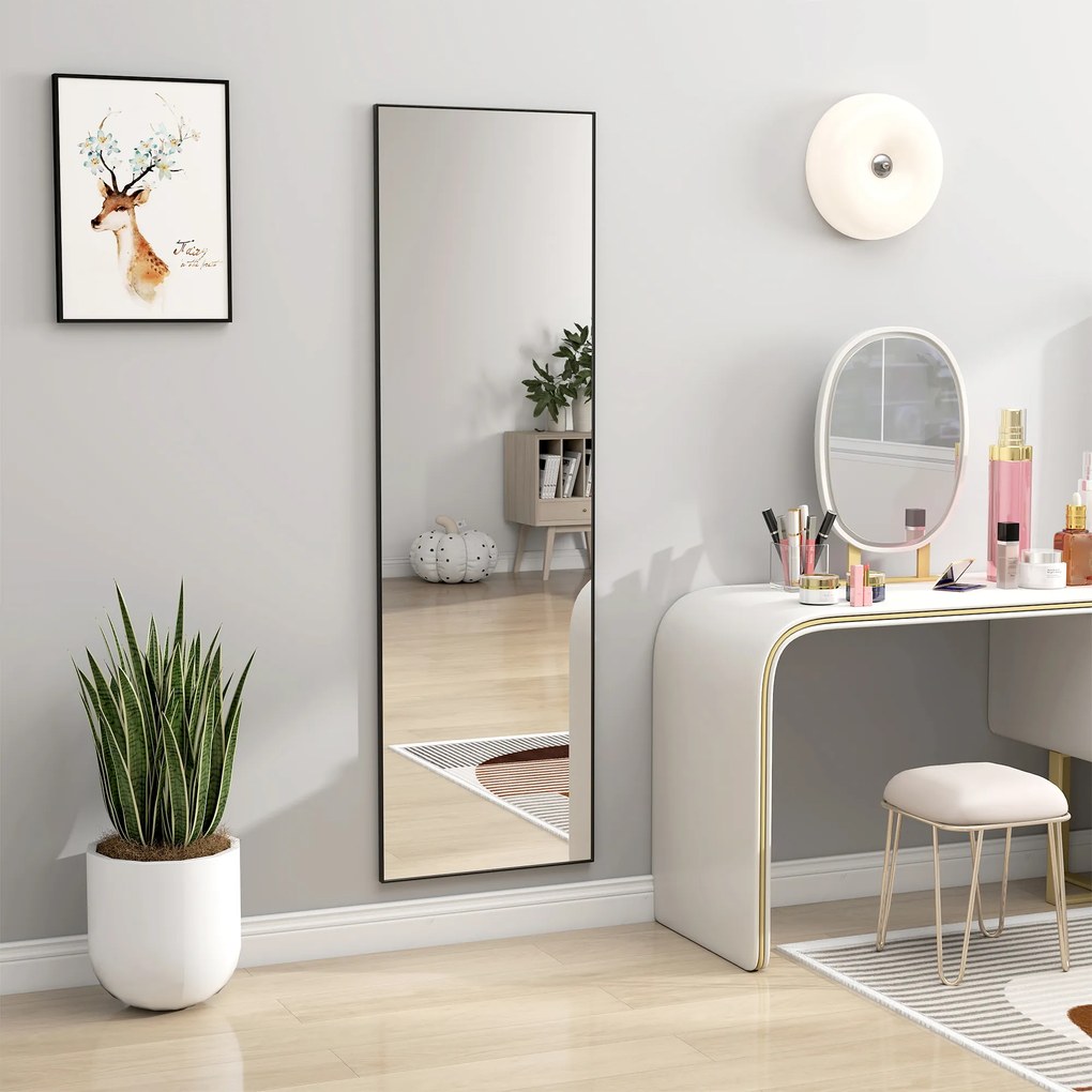 HOMCOM Oglindă Verticală din Metal, 50x2x161.5 cm, Negru | Aosom Romania
