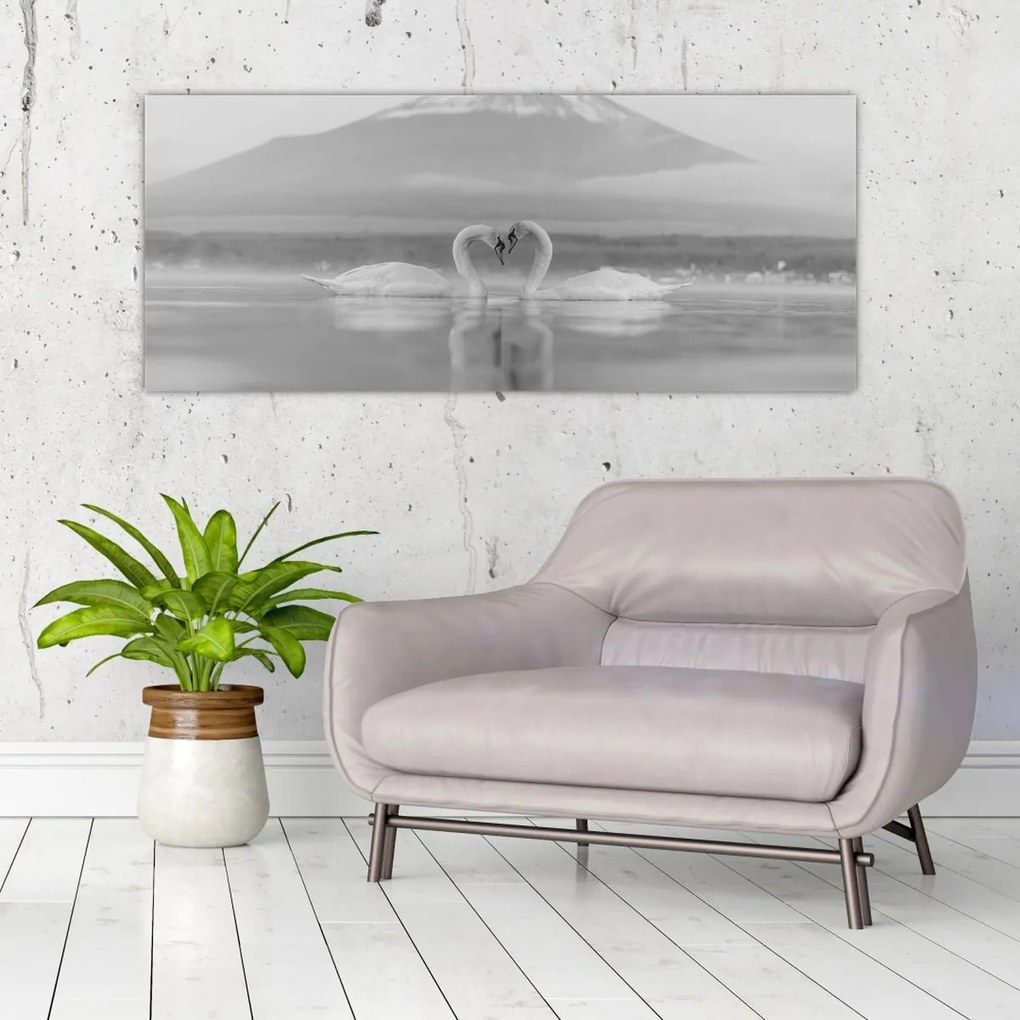 Tablou - Lebede îndrăgostite (120x50 cm)