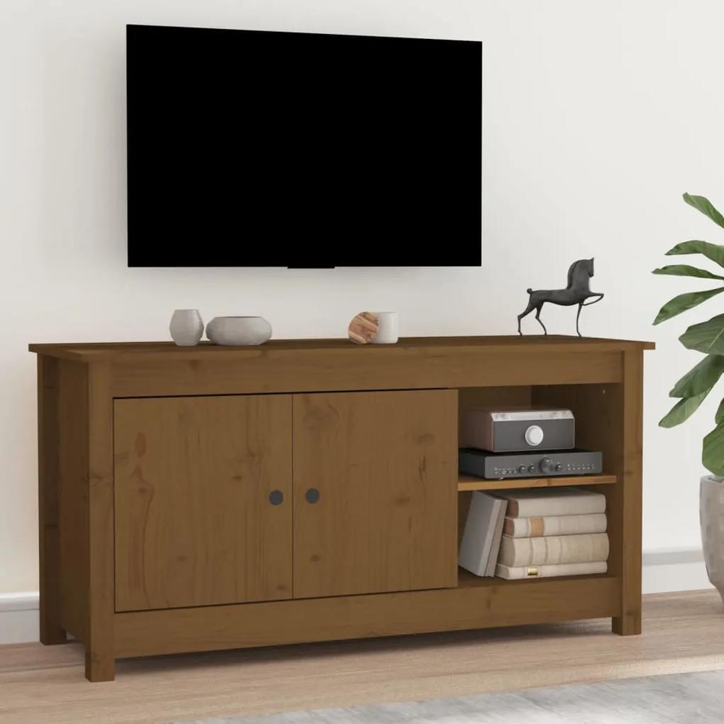 Comoda TV, maro miere, 103x36,5x52 cm, lemn masiv de pin 1, maro miere
