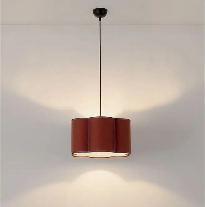 Lustra suspendata cu abajur textil rosu maroniu BLOOSY