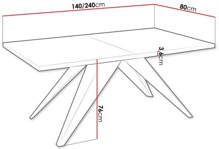 Masă sufragerie extensibilă Awalean 140 (Negru + Stejar lancelot) (pentru 6-10 persoane). 1105361