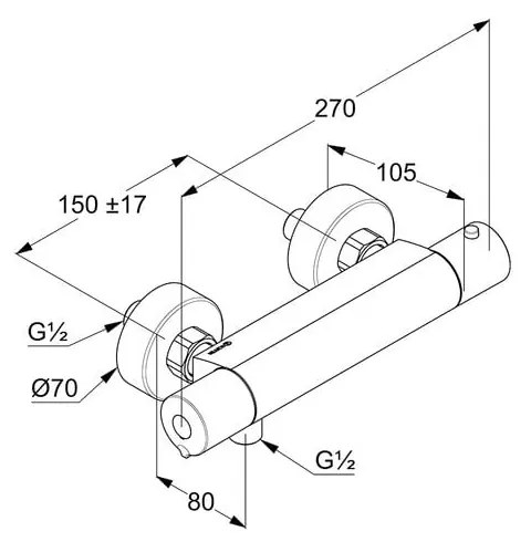 Baterie dus Kludi Basic Thermostat, monocomanda, crom - 350020538